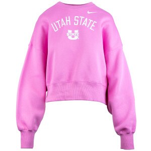 women's nike utah state u-state pink oversized crew sweatshirt